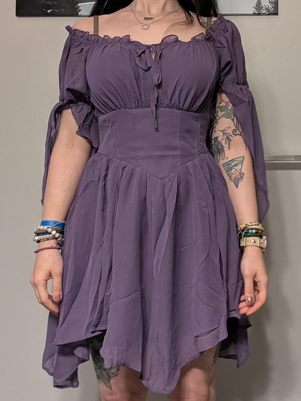 Scarlet Darkness Dusty Purple Off-Shoulder Assymertical Dress